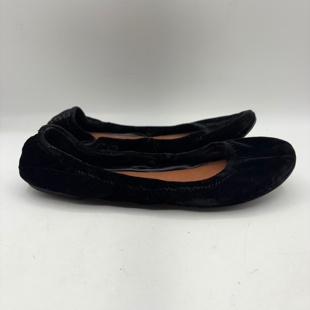 Lucky Brand Emmie Black Velvet Ballet Flats Round Toe Slip On Shoes Womens 9M